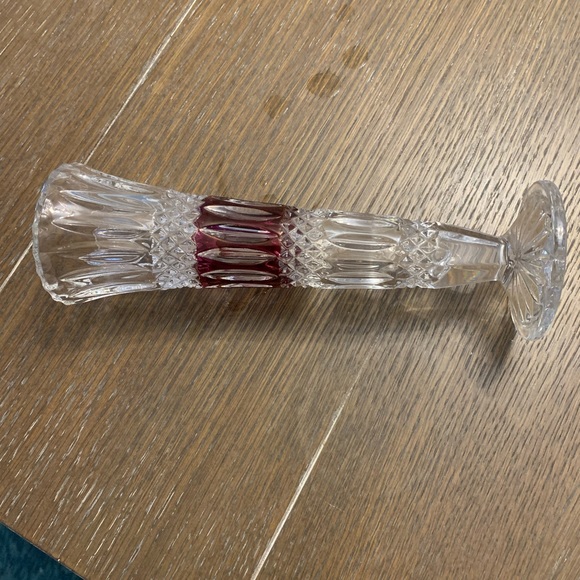 Ruby Cut-To-Clear Bavarian Bud Vase 8” Tall - Picture 6 of 9